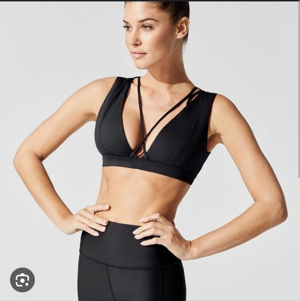 Carbon38 cable deep v plunge sports bra electric cobalt blue cage strappy small - Picture 2 of 5